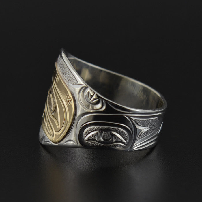 Killerwhale - Silver Ring with 14k Gold