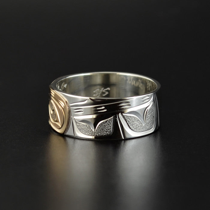 Eagle - Silver Ring with 14k Yellow Gold