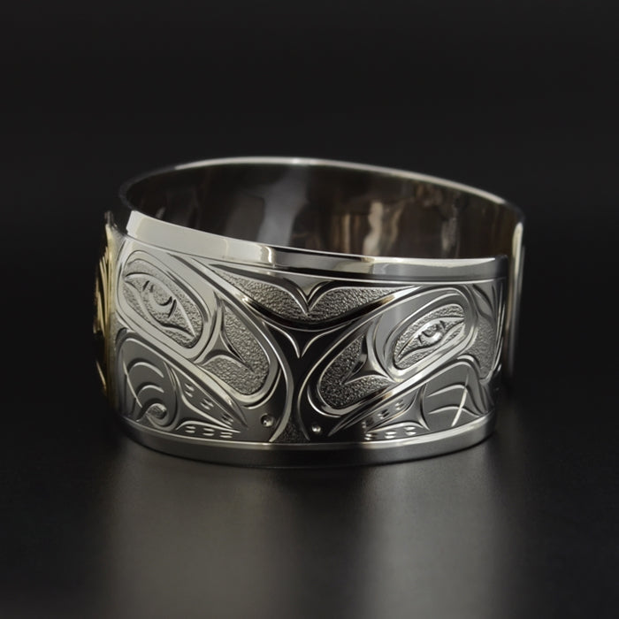 Wolf - Silver Bracelet with 14k Gold