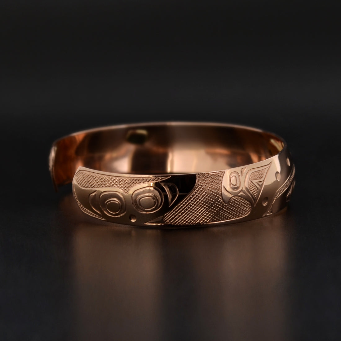 Whale and Salmon - 14k Gold Bracelet with Abalone