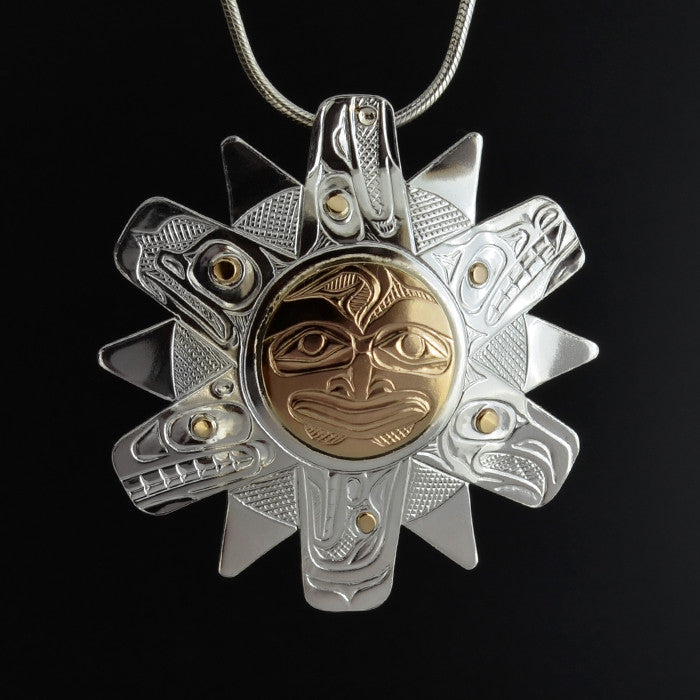 Sun - Silver Pendant with 14k Gold Overlay