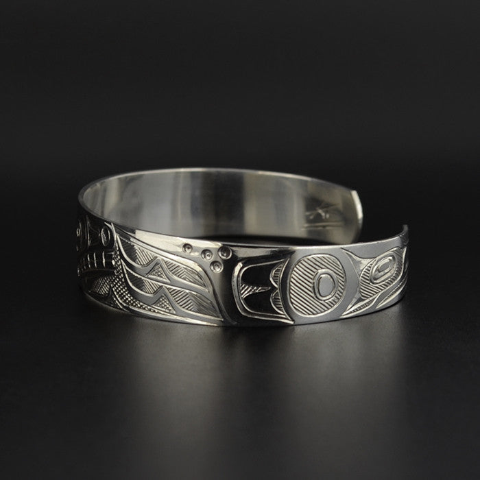 Killerwhale and Ravens - Silver Bracelet
