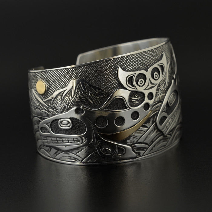 Killerwhales - Sterling Silver Bracelet with 14k Gold