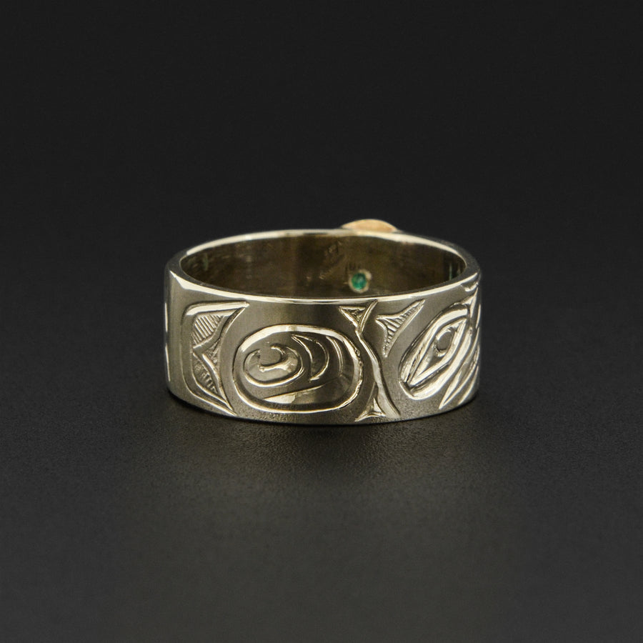 Raven and Frog - 14k White Gold with 14k Yellow Gold
