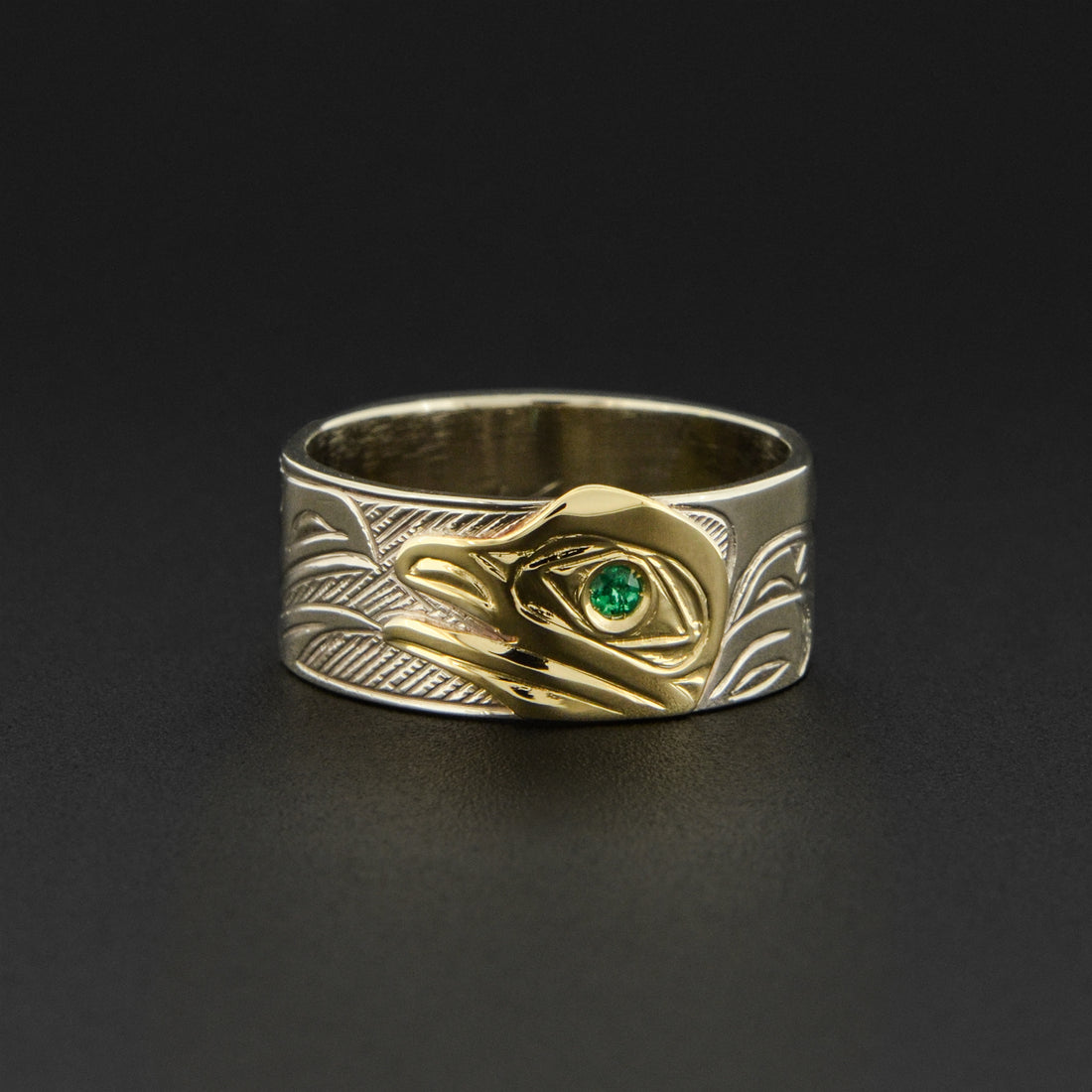 Raven and Frog - 14k White Gold with 14k Yellow Gold