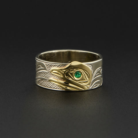 Raven and Frog - 14k White Gold with 14k Yellow Gold