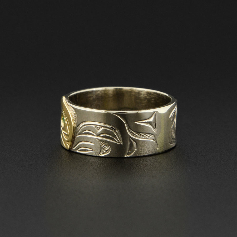 Raven and Frog - 14k White Gold with 14k Yellow Gold