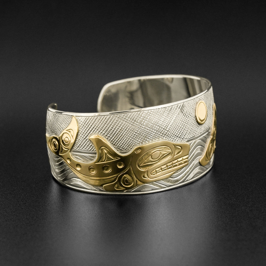 Killerwhales - Silver Bracelet with 14k Gold