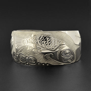 Salmon Life Cycle - Silver Bracelet