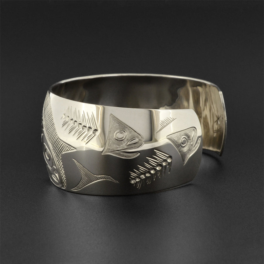 Salmon Life Cycle - Silver Bracelet