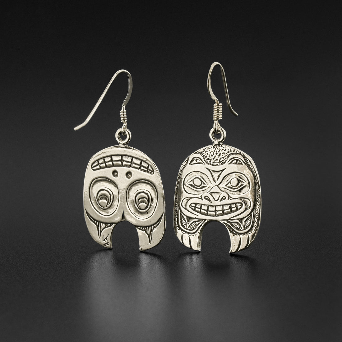 Bear - Silver Earrings with Oxidization