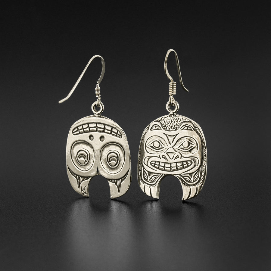 Bear - Silver Earrings with Oxidization