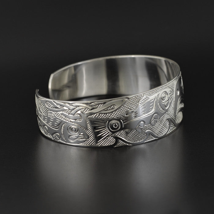 Eagle and Salmon - Silver Bracelet