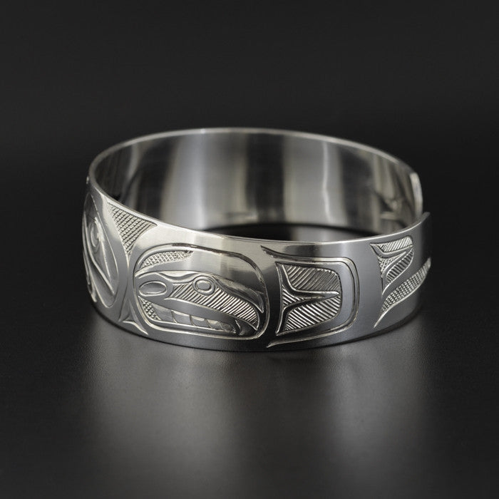 Eagle and Salmon - Silver Bracelet
