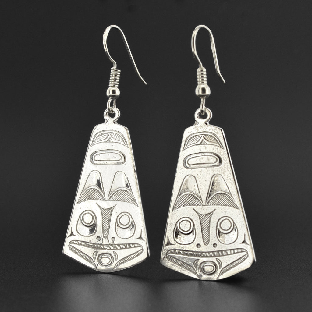 Raven and Frog - Silver Earrings