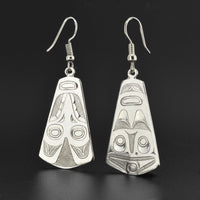 Raven and Frog - Silver Earrings