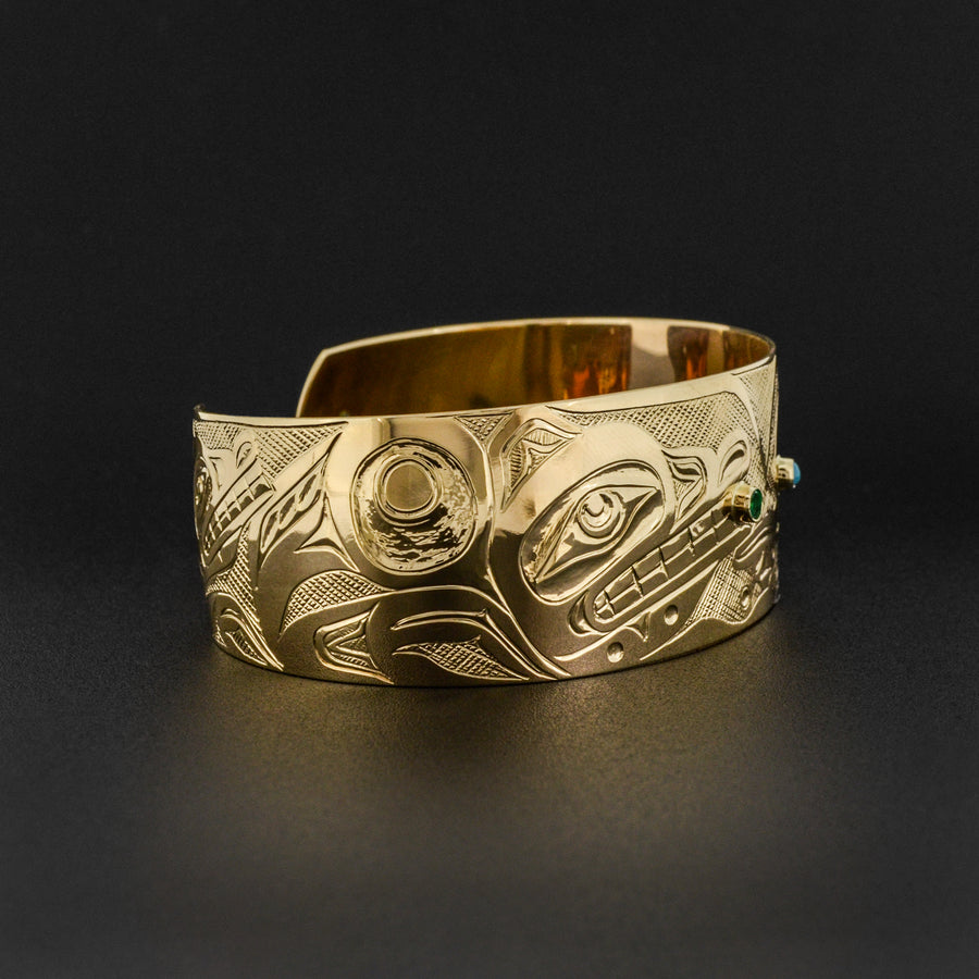 Wolf and Raven - 14k Gold Bracelet