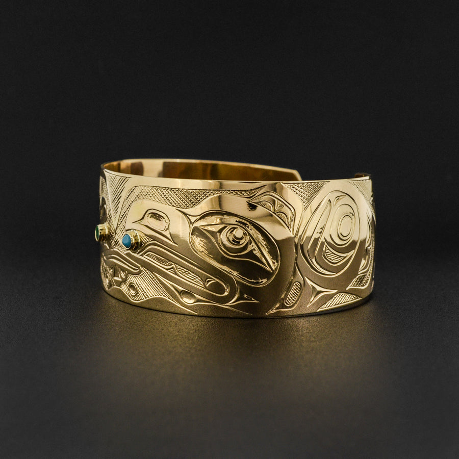 Wolf and Raven - 14k Gold Bracelet