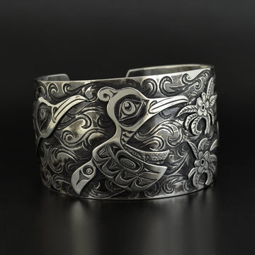 Hummingbirds - Silver Bracelet with Oxidization