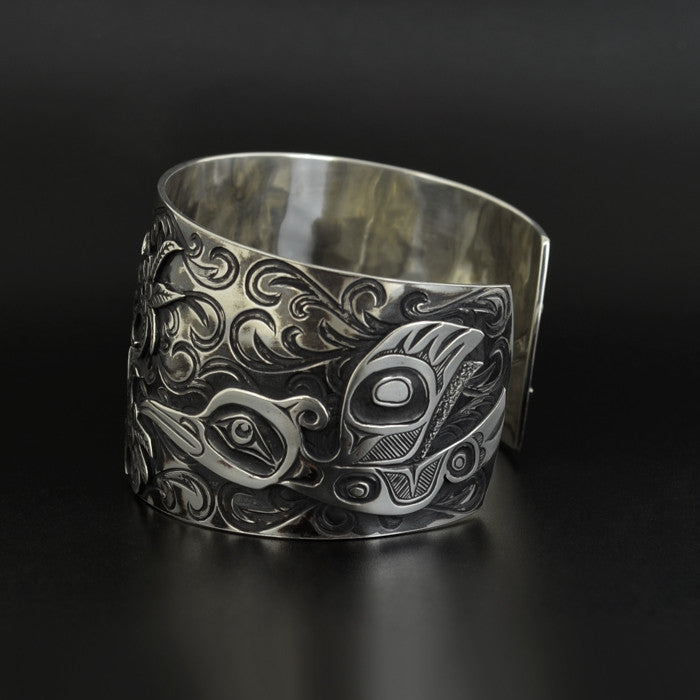 Hummingbirds - Silver Bracelet with Oxidization