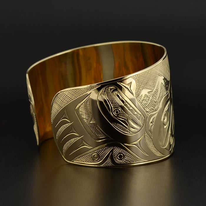 Raven and Bear Landscape - 14k Gold Bracelet