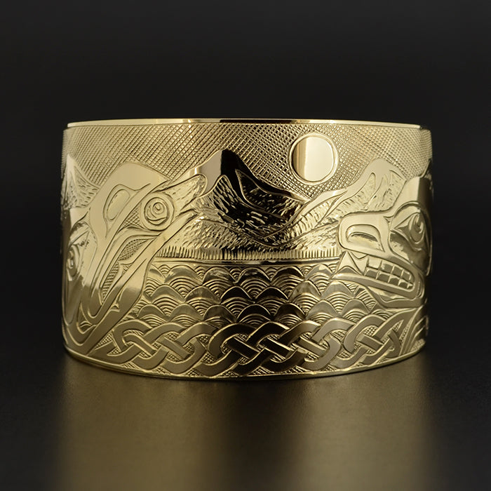Raven and Bear Landscape - 14k Gold Bracelet
