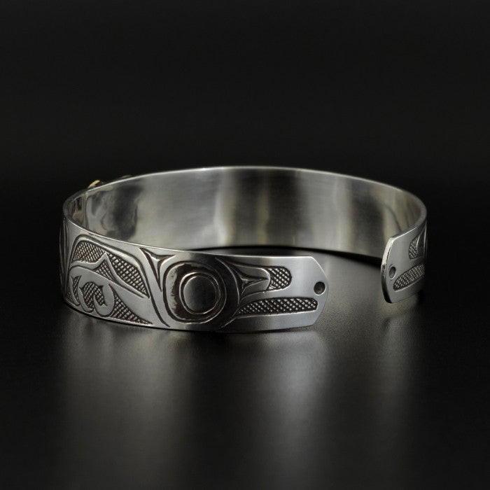Raven and the Light - Silver Bracelet with 14k Gold