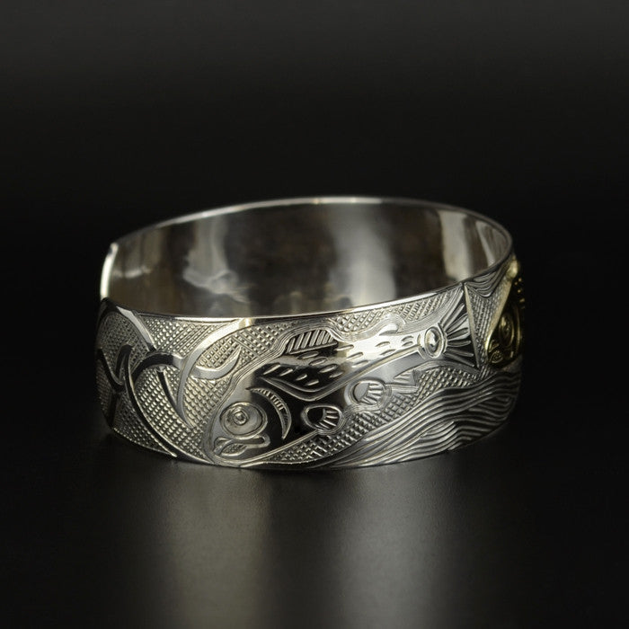 Salmon - Silver Bracelet with 14k Gold Overlay