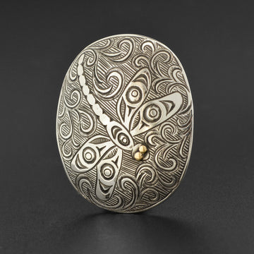 Dragonfly - Silver Pendant with 14k Gold