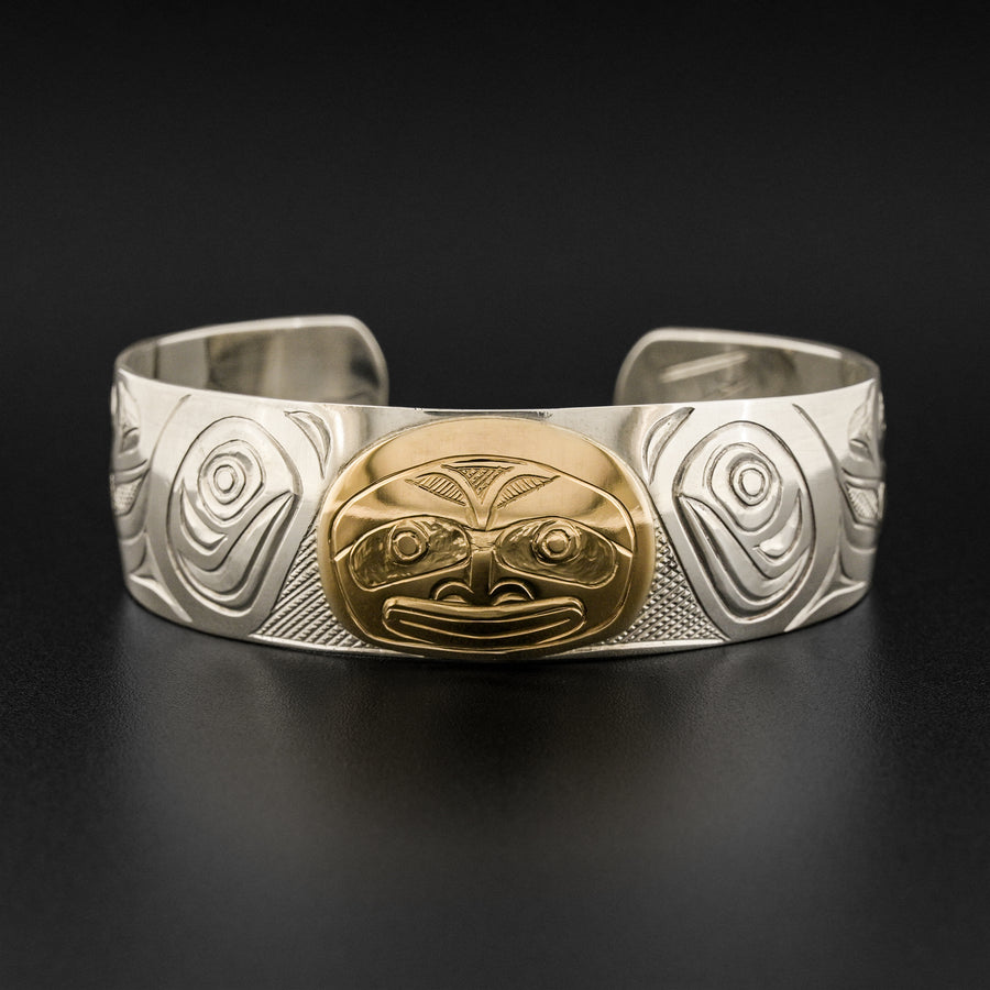 Whale Rider - Silver Bracelet with 14k Gold Overlay