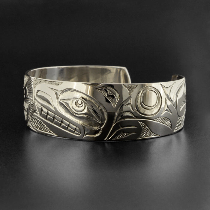 Bear and Salmon - Silver Bracelet