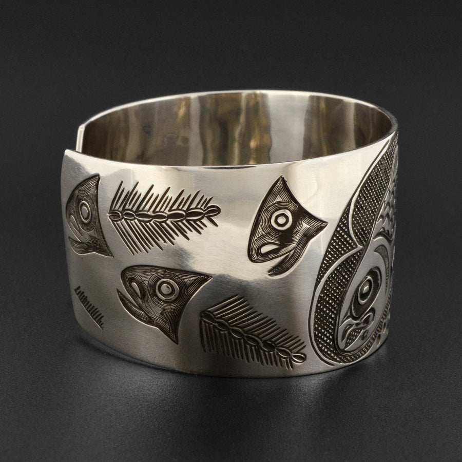 Salmon Life Cycle - Silver Bracelet