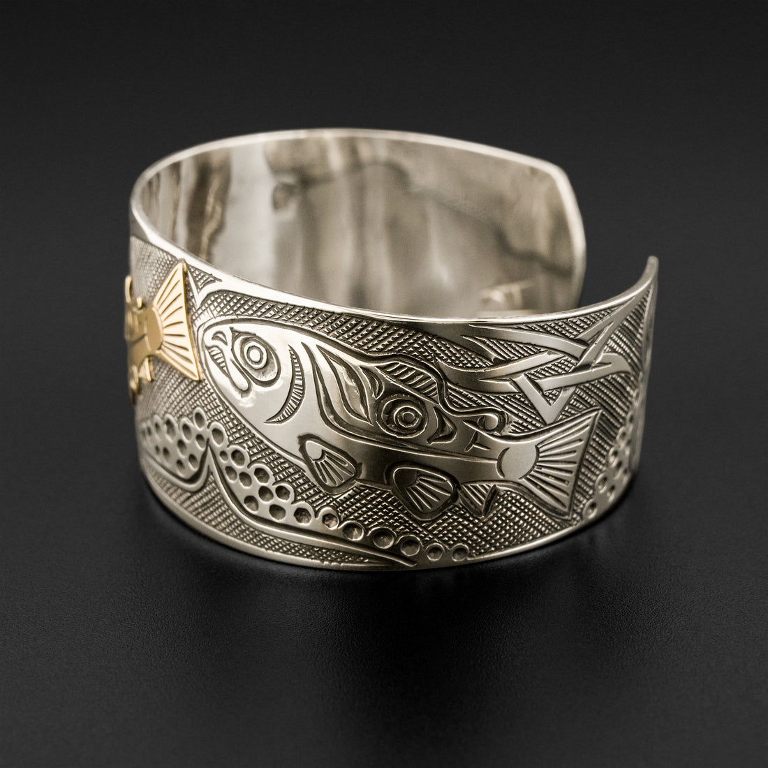 Salmon - Silver Bracelet with 14k Gold Overlay