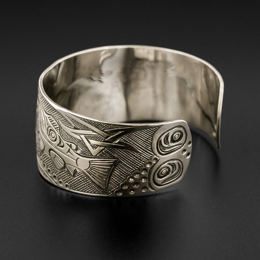 Salmon - Silver Bracelet with 14k Gold Overlay