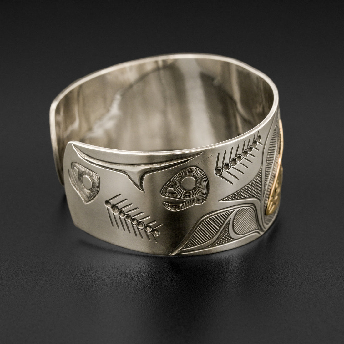Salmon - Silver Bracelet with 14k Gold Overlay
