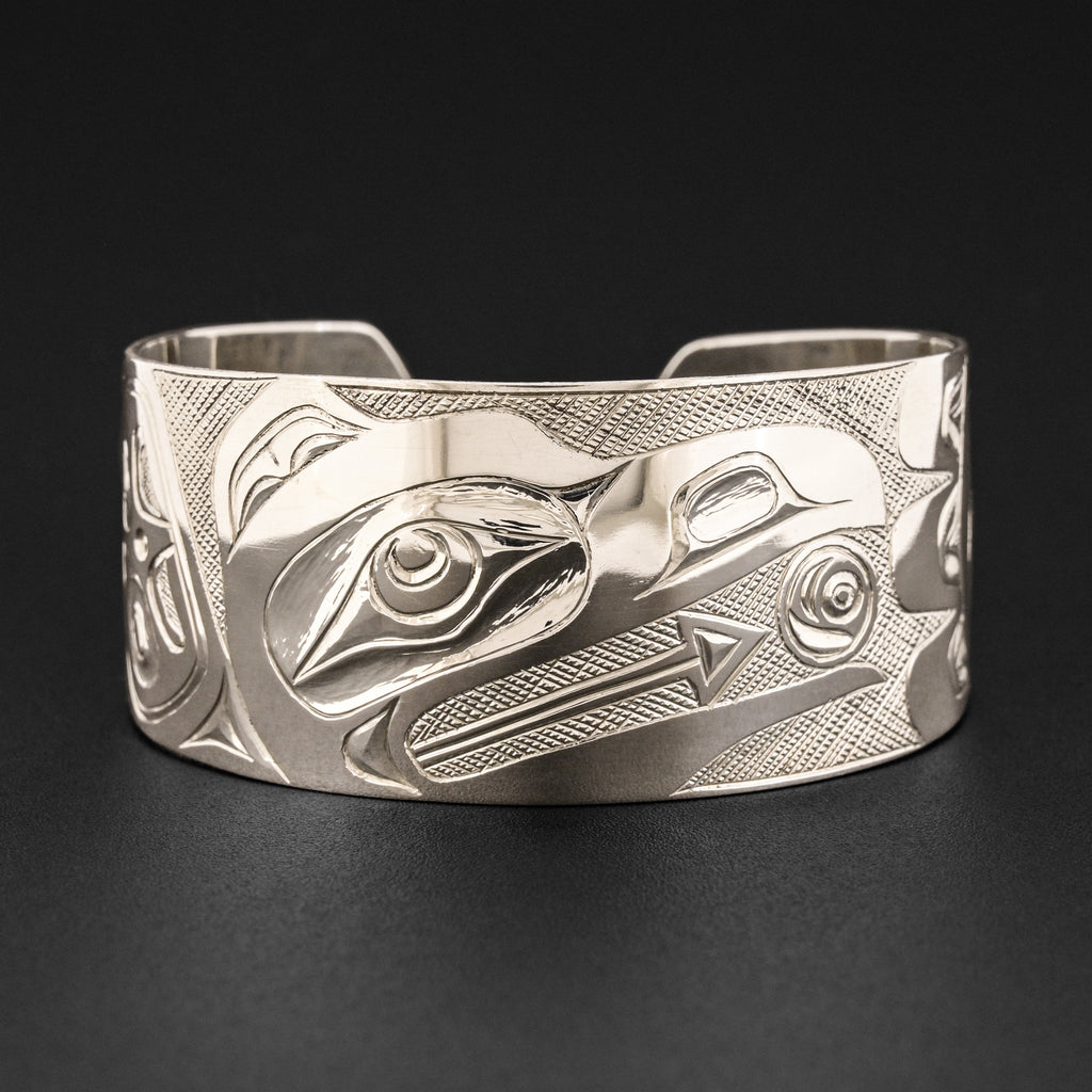 Raven and Light with Human - Silver Bracelet
