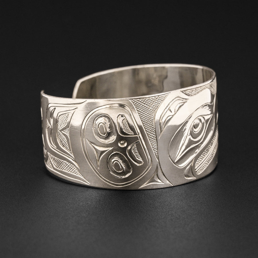 Raven and Light with Human - Silver Bracelet