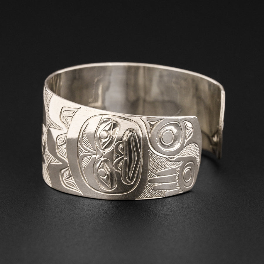 Raven and Light with Human - Silver Bracelet