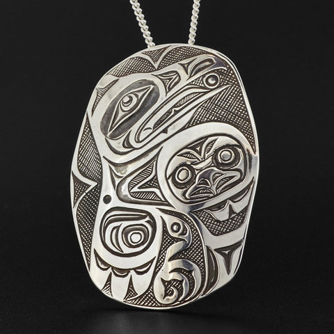 Raven and Light - Silver Pendant
