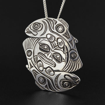 Salmon Moon - Silver Pendant