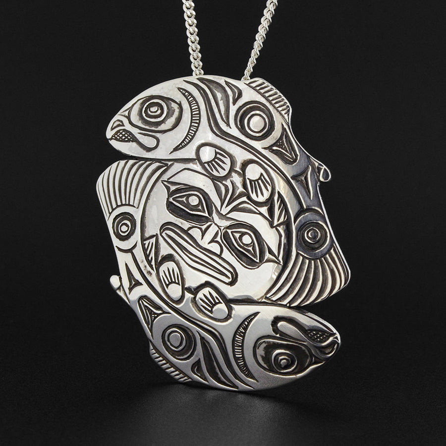 Salmon Moon - Silver Pendant