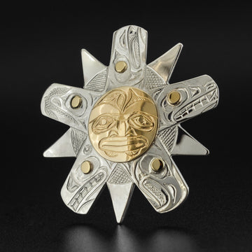 Sun - Silver Pendant with 14k Gold