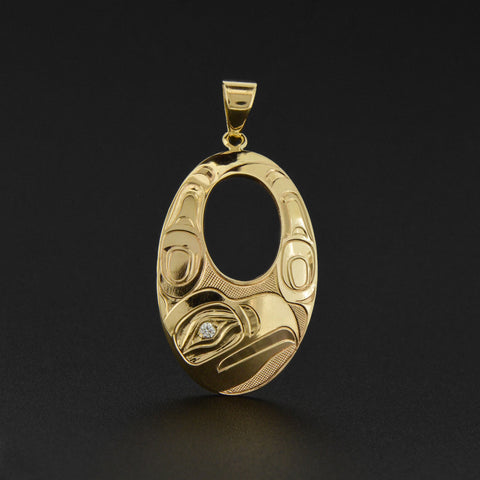 Eagle - 14k Gold Pendant with Diamond