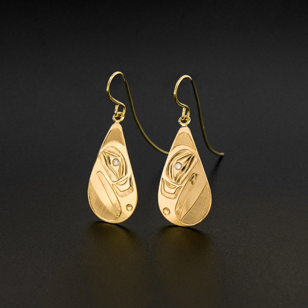 Eagle - 14k Gold Earrings with Diamond