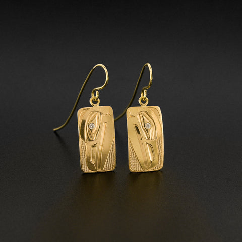 Raven - 14k Gold Earrings with Diamond
