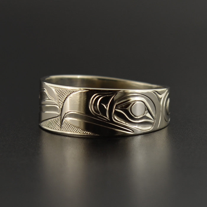Raven and Eagle - 14k White Gold Ring