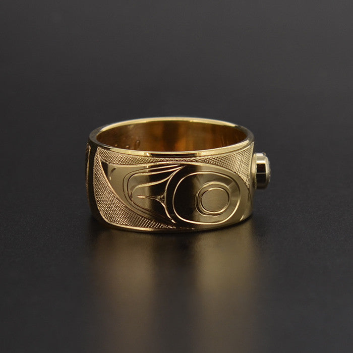 Hummingbird - 14k Gold Ring with Diamond