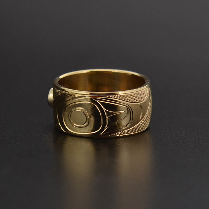 Hummingbird - 14k Gold Ring with Diamond