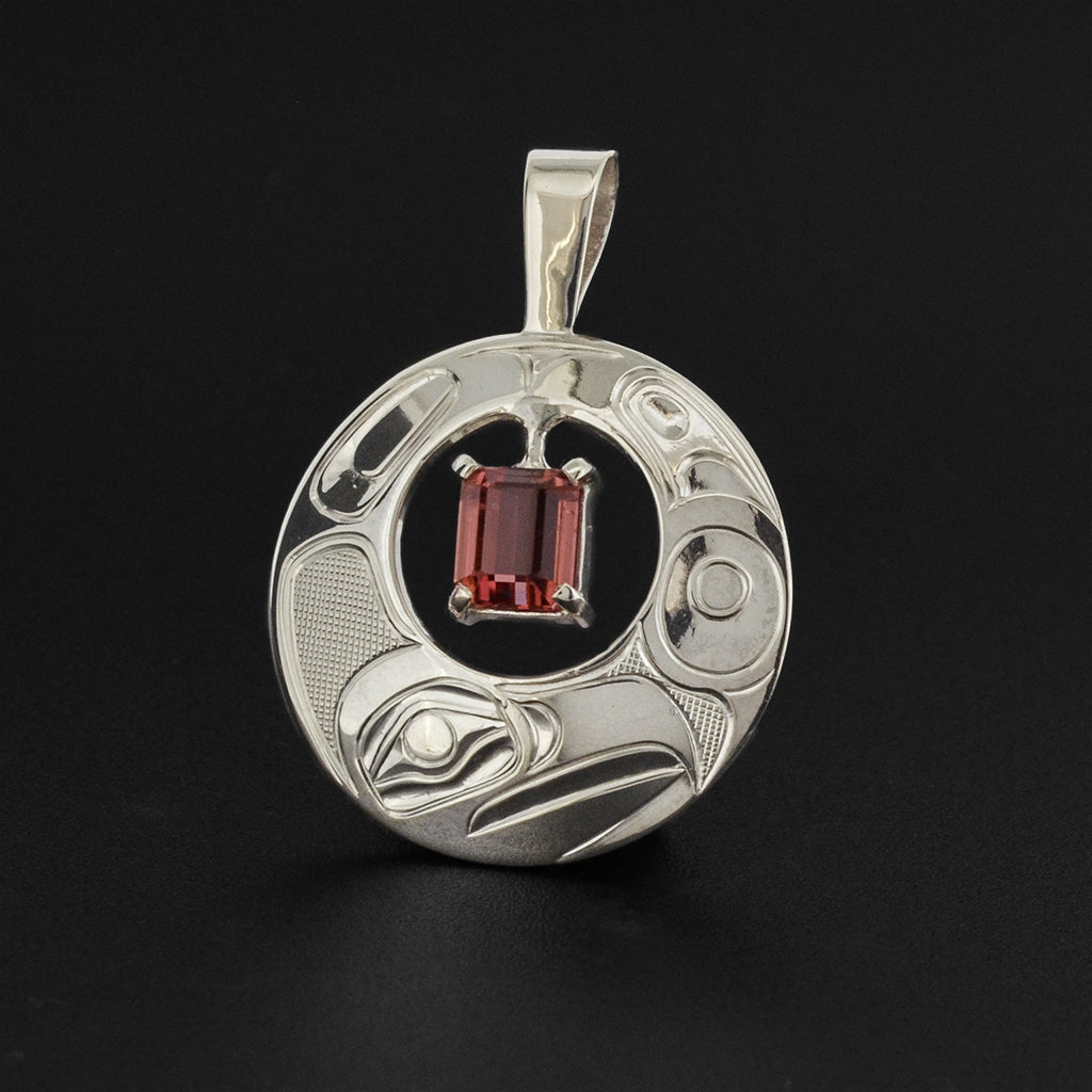 Eagle - Silver Pendant with Pink Tourmaline