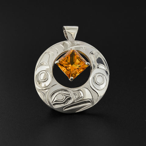 Eagle - Silver Pendant with Citrine